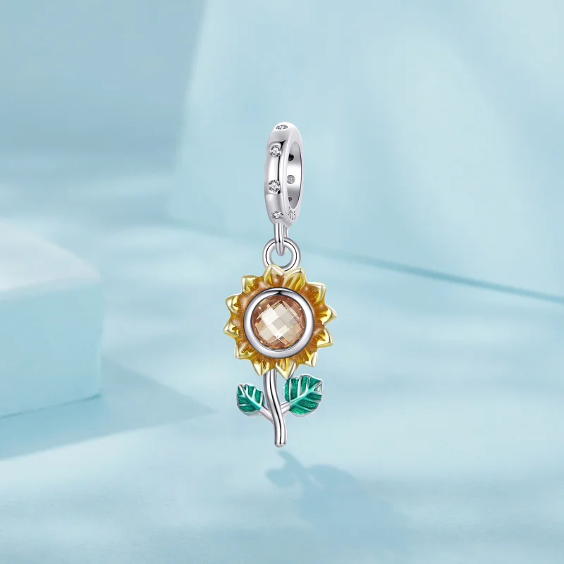 (Bild für) PANDORA-Stil Sonnenblumen-Anhänger - SCX151 - Ansicht 2