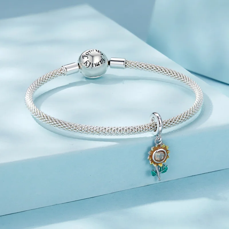 (Bild für) PANDORA-Stil Sonnenblumen-Anhänger - SCX151 - Ansicht 3