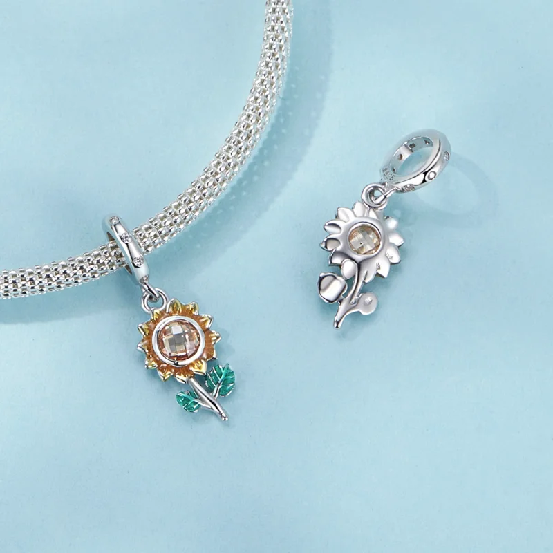 (Bild für) PANDORA-Stil Sonnenblumen-Anhänger - SCX151 - Ansicht 4