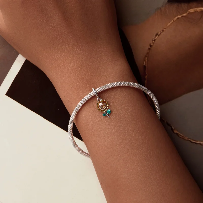 (Bild für) PANDORA-Stil Sonnenblumen-Anhänger - SCX151 - Ansicht 5
