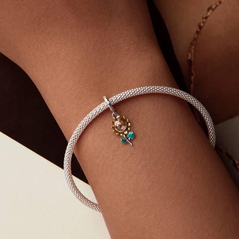 (Bild für) PANDORA-Stil Sonnenblumen-Anhänger - SCX151 - Ansicht 6