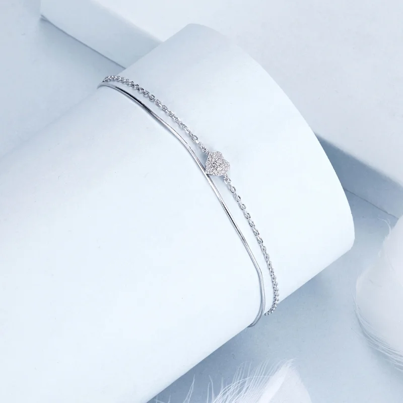 (Bild für) PANDORA Stil Strahlendes Herz Doppelschicht Armband - BSB169 - Ansicht 2