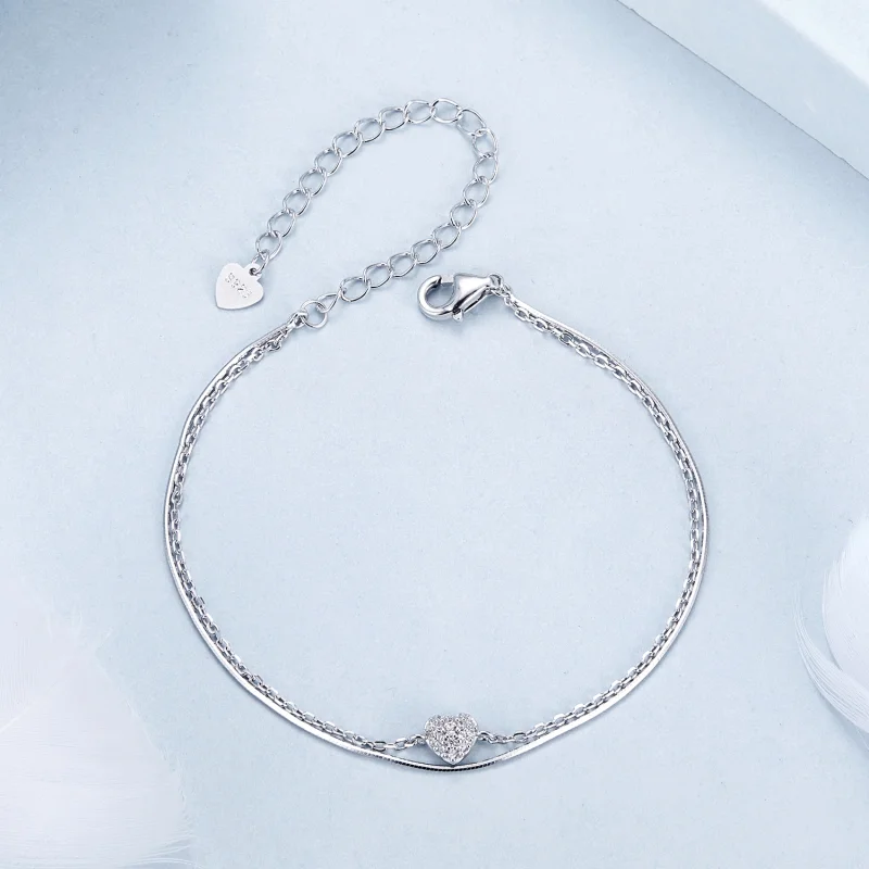 (Bild für) PANDORA Stil Strahlendes Herz Doppelschicht Armband - BSB169 - Ansicht 3