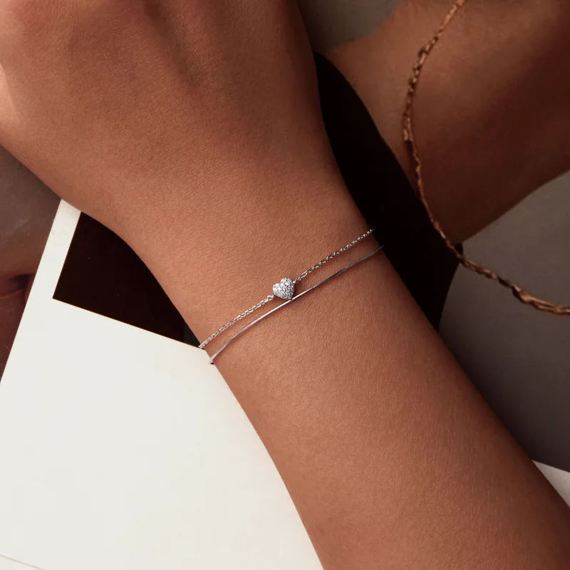 (Bild für) PANDORA Stil Strahlendes Herz Doppelschicht Armband - BSB169 - Ansicht 4