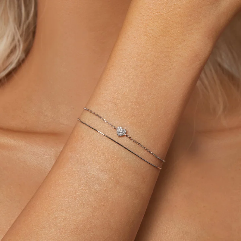 (Bild für) PANDORA Stil Strahlendes Herz Doppelschicht Armband - BSB169 - Ansicht 5