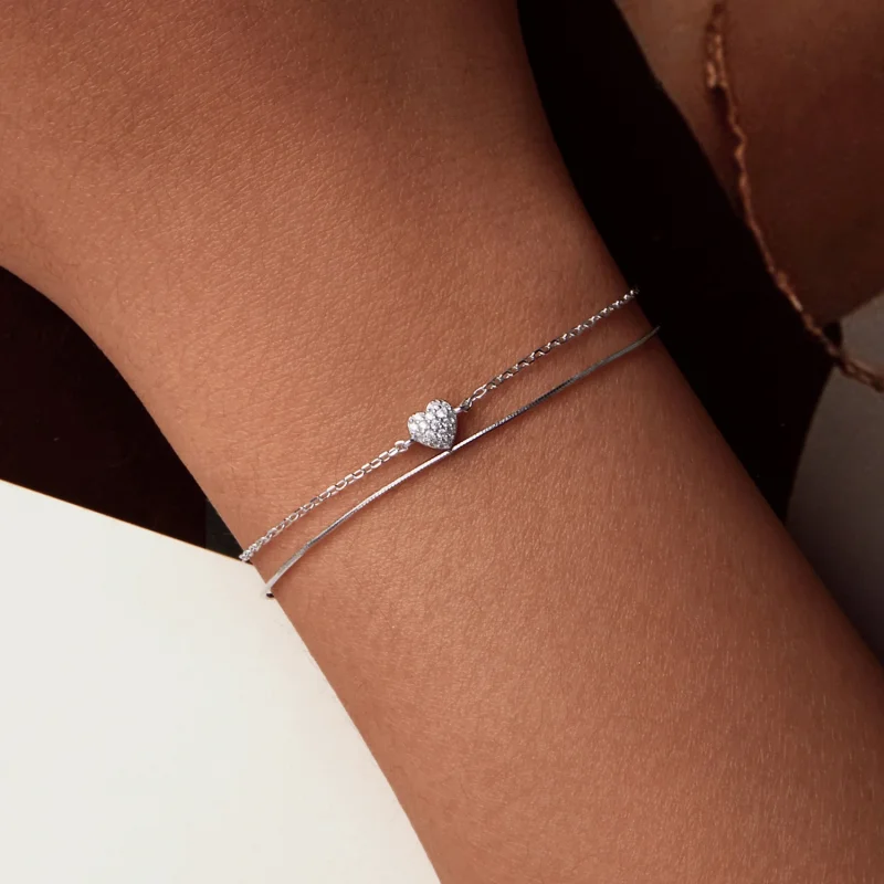 (Bild für) PANDORA Stil Strahlendes Herz Doppelschicht Armband - BSB169 - Ansicht 7