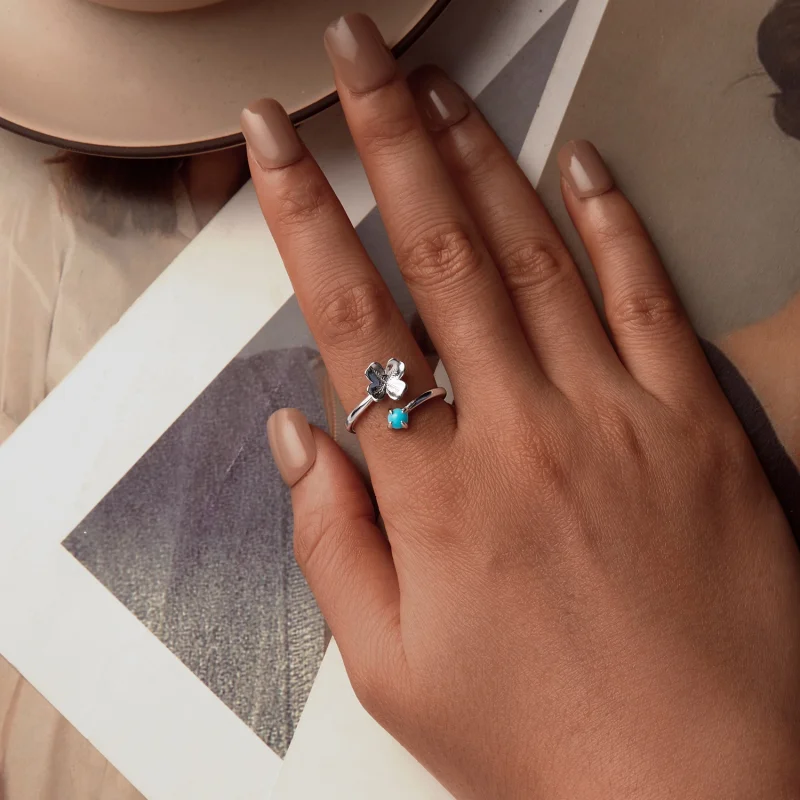 (Bild für) PANDORA Stil Vierblättriges Kleeblatt Offener Ring - SCR1023-E - Ansicht 4