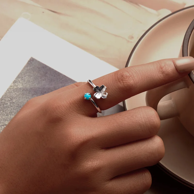 (Bild für) PANDORA Stil Vierblättriges Kleeblatt Offener Ring - SCR1023-E - Ansicht 5