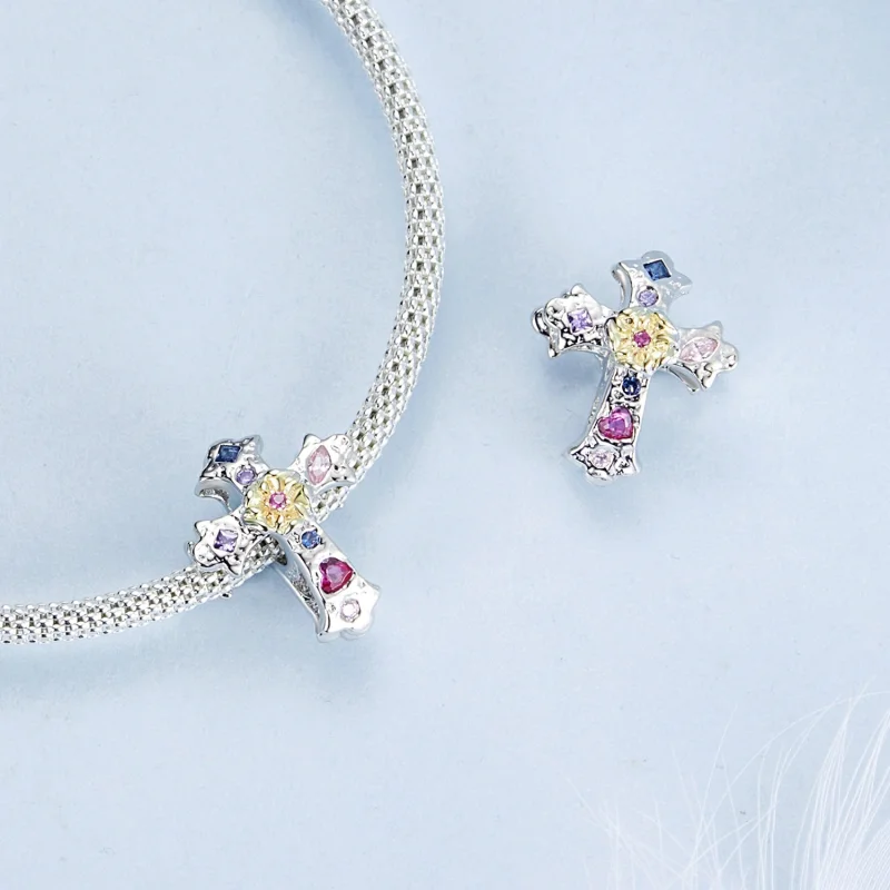 (Bild für) PANDORA Stil Vintage Kreuz Charm - BSC1005 - Ansicht 4