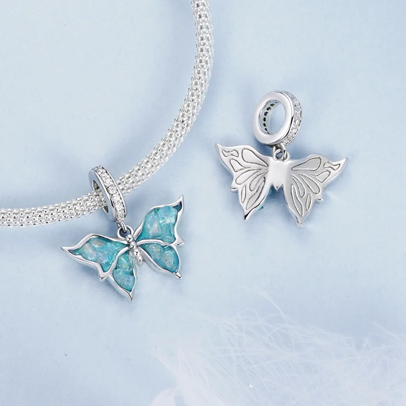 (Bild für) PANDORA Style Blauer Morpho-Anhänger - BSC982 - Ansicht 4
