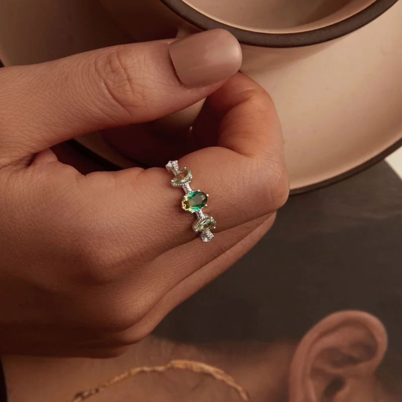 (Bild für) PANDORA Style Farbverlaufs-Glastourmalin Ring - BSR527 - Ansicht 7