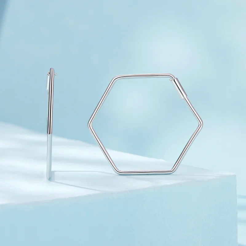 (Bild für) PANDORA Style Hexagon Einfache Ohrringe - SCE1710 - Ansicht 2