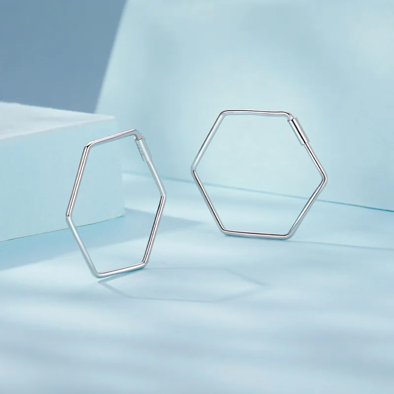(Bild für) PANDORA Style Hexagon Einfache Ohrringe - SCE1710 - Ansicht 3