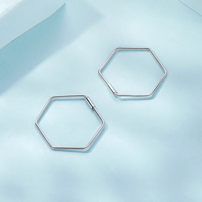 (Bild für) PANDORA Style Hexagon Einfache Ohrringe - SCE1710 - Ansicht 4