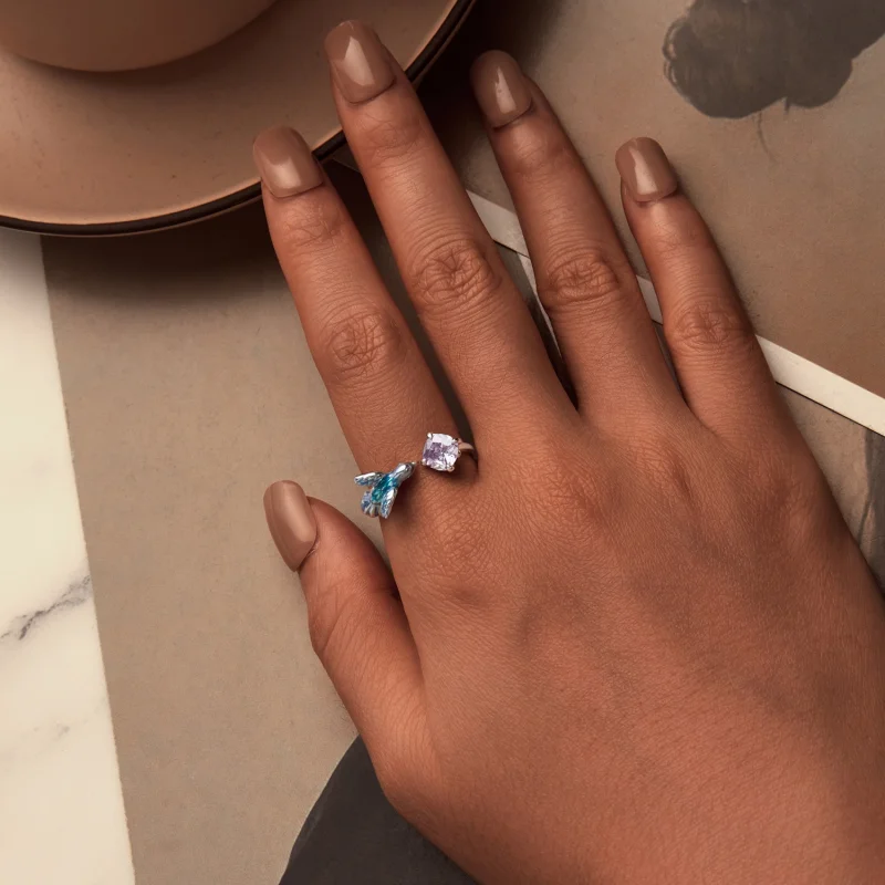 (Bild für) PANDORA Style Kingfisher Petal Open Ring - BSR540-E - Ansicht 4