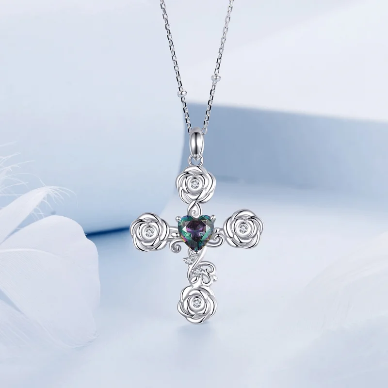 (Bild für) PANDORA Style Rosen-Kreuz Halskette - BSN379 - Ansicht 3