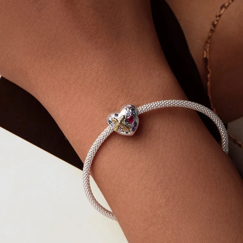 (Bild für) PANDORA Style Vintage Kreuz-Herz-Anhänger - BSC1006 - Ansicht 7