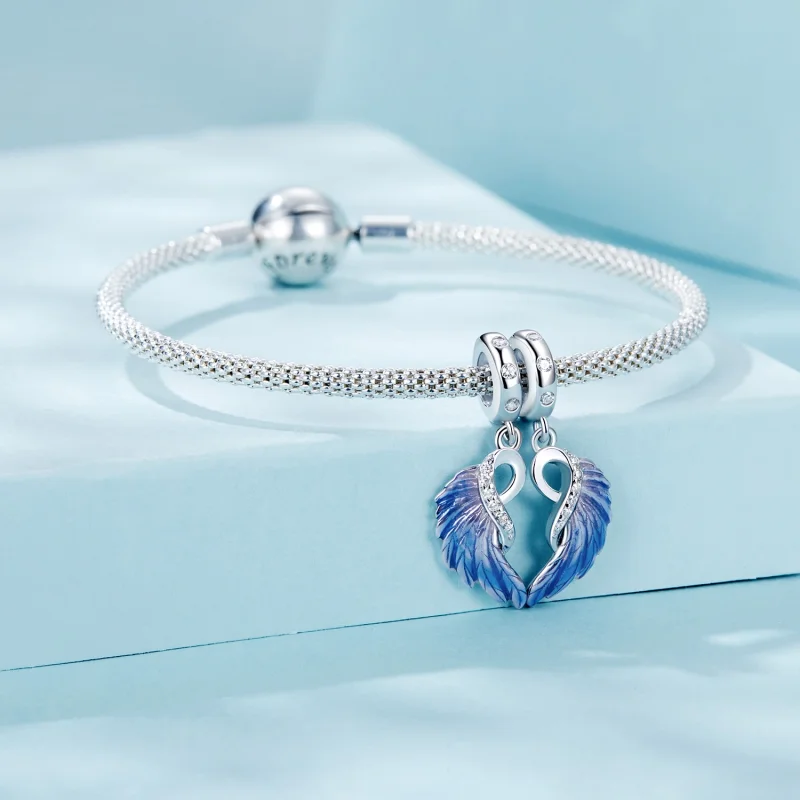 (Bild für) PANDORA Stil Blaue Flügel Doppelanhänger - SCC2781 - Ansicht 7
