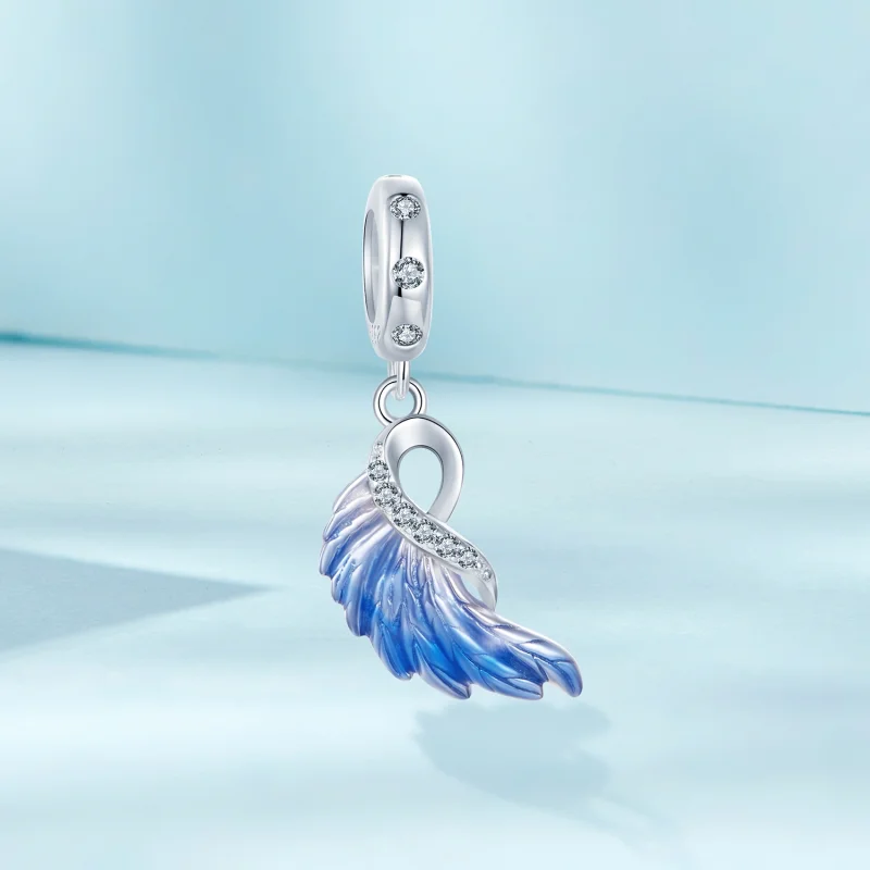 (Bild für) PANDORA Stil Blaue Flügel Doppelanhänger - SCC2781 - Ansicht 9