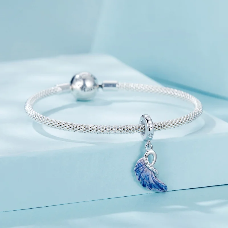 (Bild für) PANDORA Stil Blaue Flügel Doppelanhänger - SCC2781 - Ansicht 10