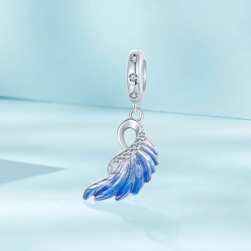 (Bild für) PANDORA Stil Blaue Flügel Doppelanhänger - SCC2781 - Ansicht 11