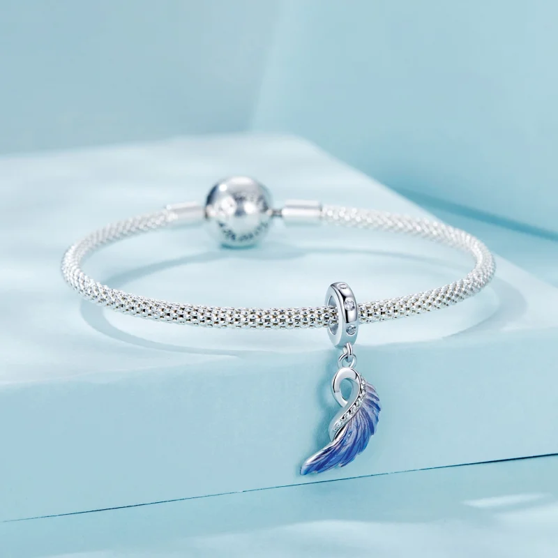 (Bild für) PANDORA Stil Blaue Flügel Doppelanhänger - SCC2781 - Ansicht 12