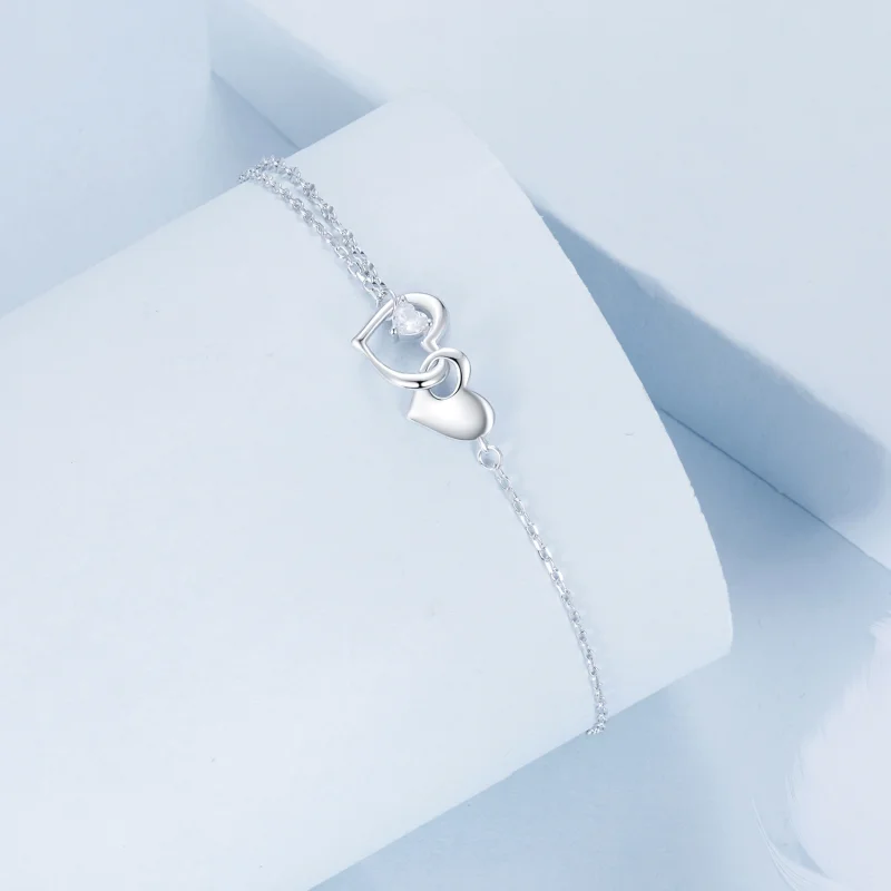 (Bild für) PANDORA Stil Doppelherz-Armband - BSB178 - Ansicht 2