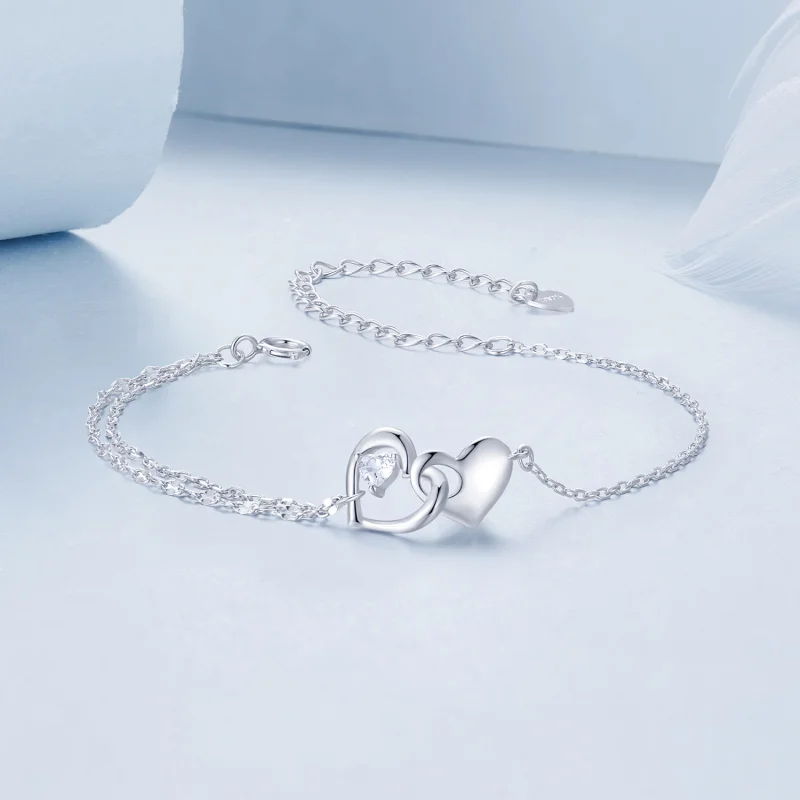 (Bild für) PANDORA Stil Doppelherz-Armband - BSB178 - Ansicht 3