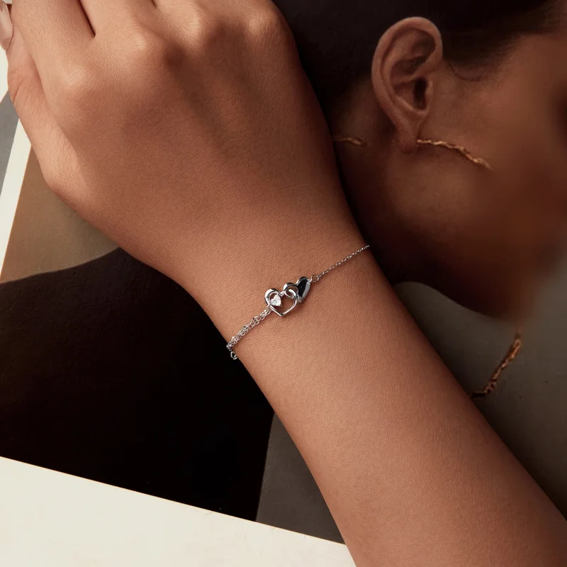(Bild für) PANDORA Stil Doppelherz-Armband - BSB178 - Ansicht 4