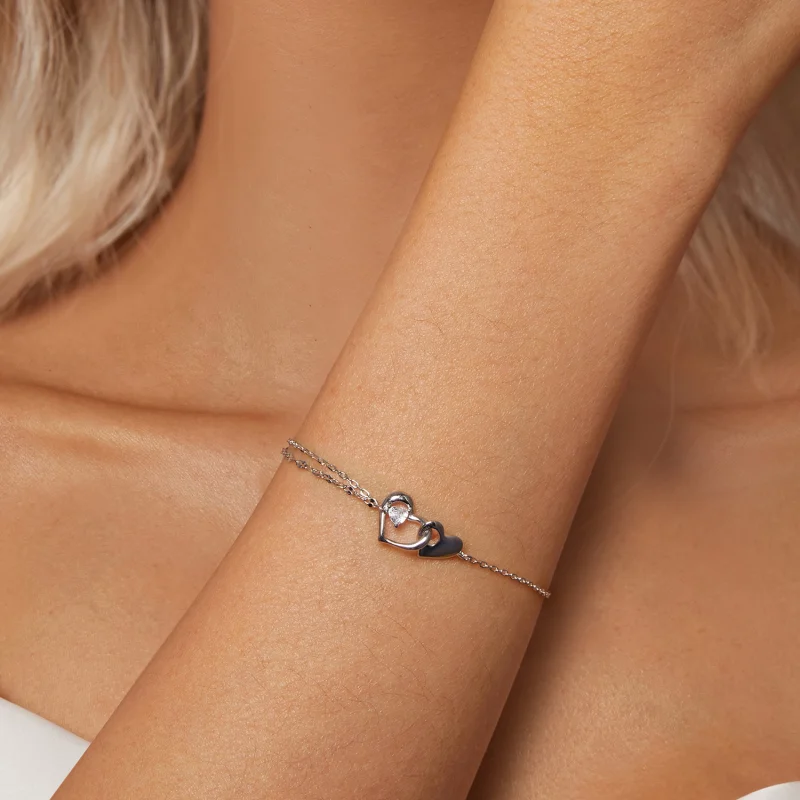 (Bild für) PANDORA Stil Doppelherz-Armband - BSB178 - Ansicht 5