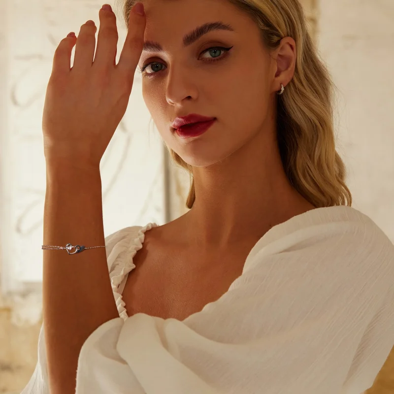(Bild für) PANDORA Stil Doppelherz-Armband - BSB178 - Ansicht 6