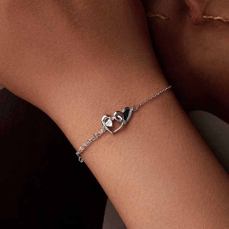 (Bild für) PANDORA Stil Doppelherz-Armband - BSB178 - Ansicht 7