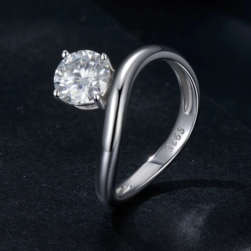(Bild für) PANDORA Stil Einfacher 1ct Moissanit Ring (mit einem Zertifikat) - MSR050 - Ansicht 2