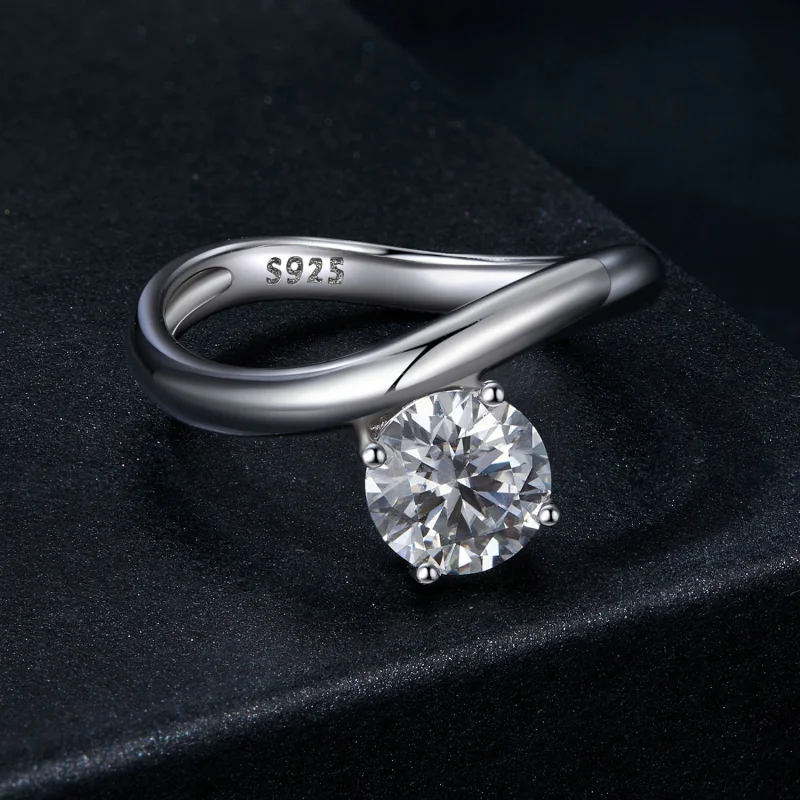 (Bild für) PANDORA Stil Einfacher 1ct Moissanit Ring (mit einem Zertifikat) - MSR050 - Ansicht 3