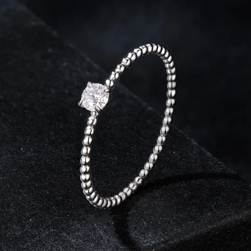 (Bild für) PANDORA-Stil Exquisiter Perlenbesetzter Moissanit-Stapelring (Ein Zertifikat) - - Ansicht 2
