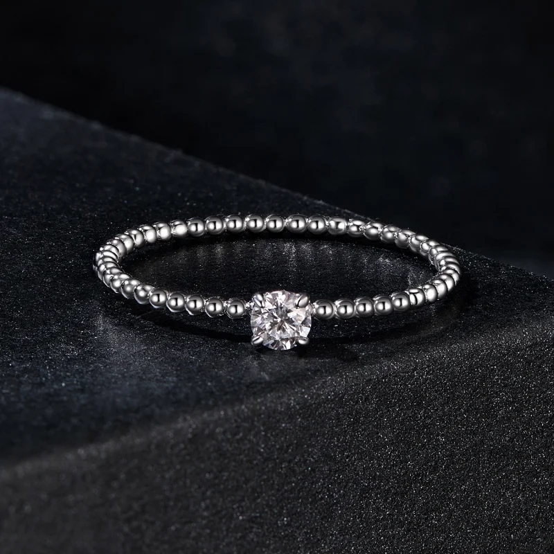 (Bild für) PANDORA-Stil Exquisiter Perlenbesetzter Moissanit-Stapelring (Ein Zertifikat) - - Ansicht 3