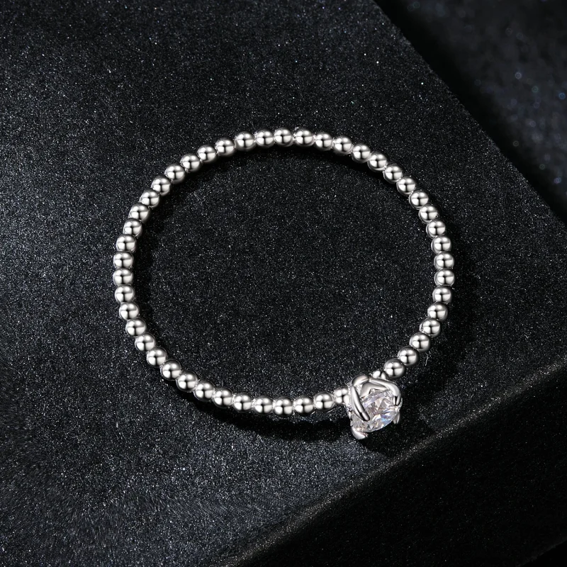 (Bild für) PANDORA-Stil Exquisiter Perlenbesetzter Moissanit-Stapelring (Ein Zertifikat) - - Ansicht 4