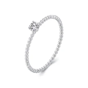 (Bild für) PANDORA-Stil Exquisiter Perlenbesetzter Moissanit-Stapelring (Ein Zertifikat) - MSR046