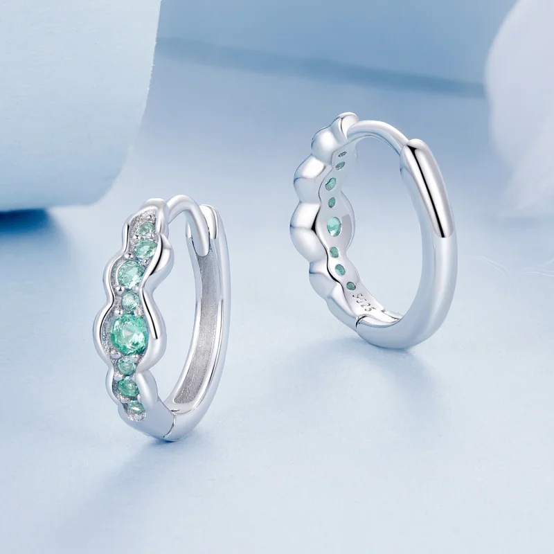 (Bild für) PANDORA-Stil Green Wave Ohrringe - BSE1034 - Ansicht 3