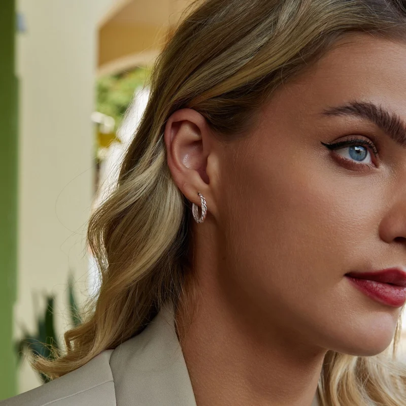 (Bild für) PANDORA-Stil Metall-Twist-Ohrringe - BSE1024-M - Ansicht 7