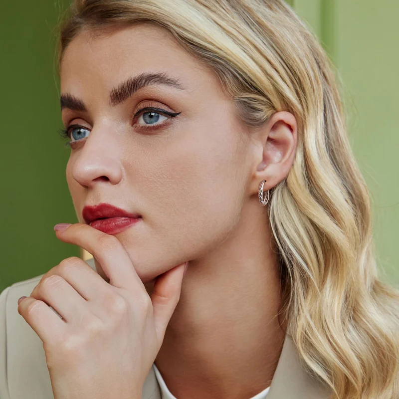 (Bild für) PANDORA-Stil Metall-Twist-Ohrringe - BSE1024-M - Ansicht 8