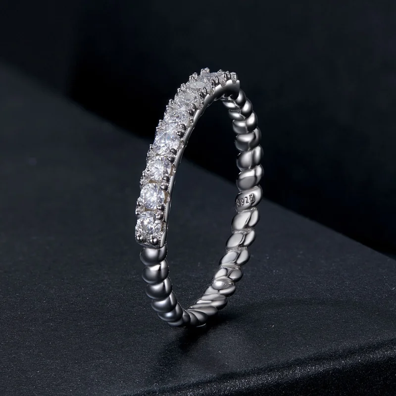 (Bild für) PANDORA-Stil Moissanit Texturierter Ring (Ein Zertifikat) - MSR052 - Ansicht 2
