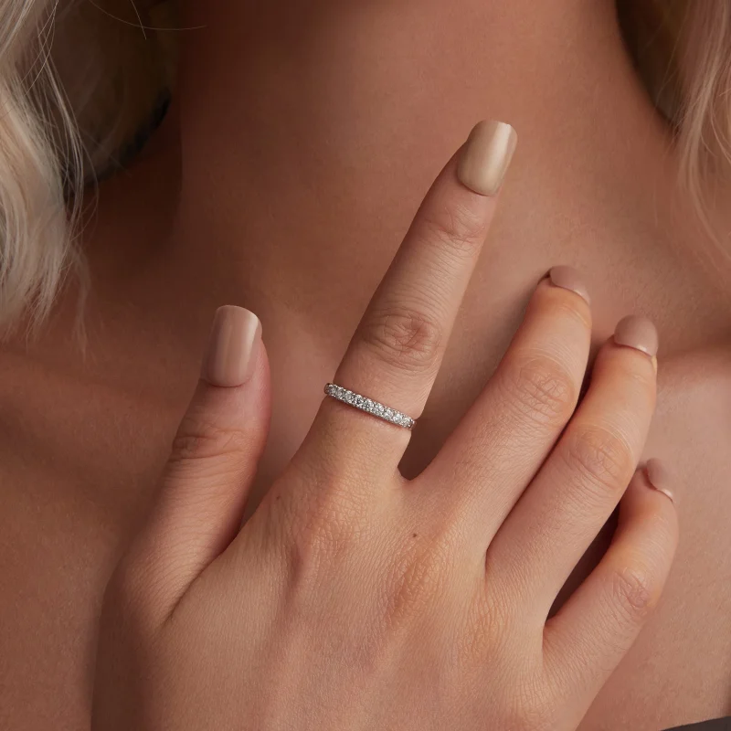 (Bild für) PANDORA-Stil Moissanit Texturierter Ring (Ein Zertifikat) - MSR052 - Ansicht 4