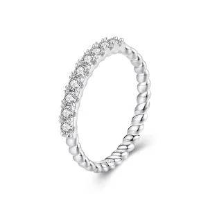 (Bild für) PANDORA-Stil Moissanit Texturierter Ring (Ein Zertifikat) - MSR052