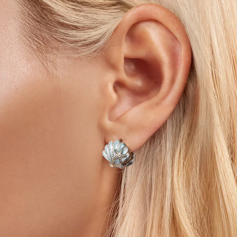 (Bild für) PANDORA-Stil Muschel-Ohrringe - BSE1011 - Ansicht 5