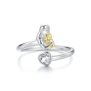 (Bild für) PANDORA-Stil Mutter-Kind-Umarmung offener Ring - SCR1051-E