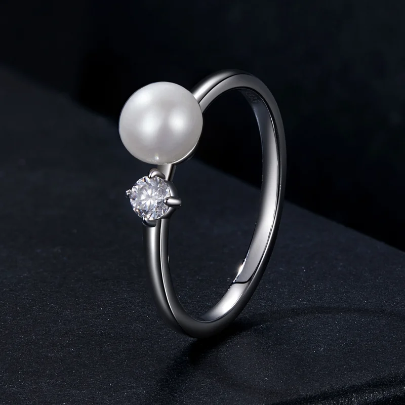 (Bild für) PANDORA Stil Naturperlen Moissanit Ring (mit einem Zertifikat) - MSR053 - Ansicht 2