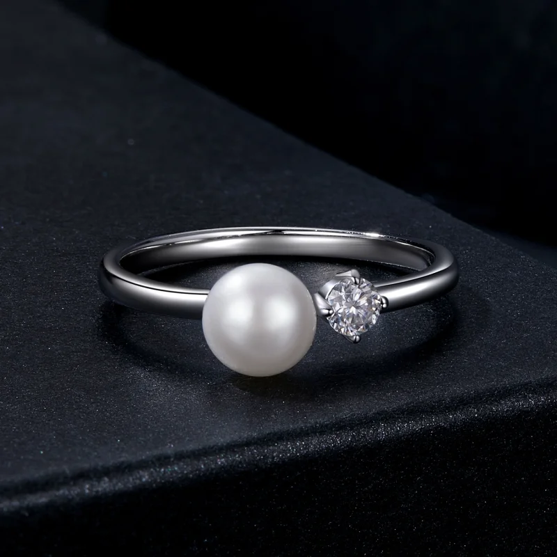 (Bild für) PANDORA Stil Naturperlen Moissanit Ring (mit einem Zertifikat) - MSR053 - Ansicht 3