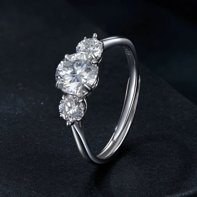 (Bild für) PANDORA Stil Romantischer 1ct Moissanit Offener Ring (mit einem Zertifikat) - MS - Ansicht 2