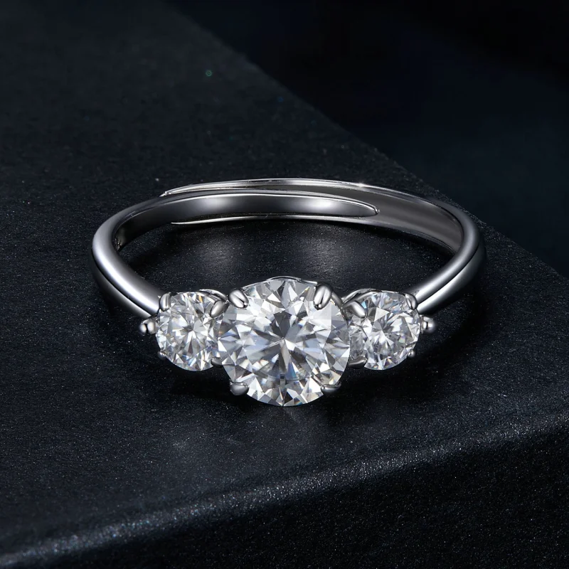(Bild für) PANDORA Stil Romantischer 1ct Moissanit Offener Ring (mit einem Zertifikat) - MS - Ansicht 3